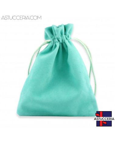 Sacchetti Regalo Di Velluto Doppio Laccio 12x15cm 20pz Turchese