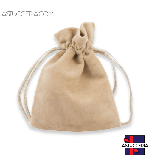 Sacchetti Regalo Di Velluto Doppio Laccio 7x9cm 20pz Beige