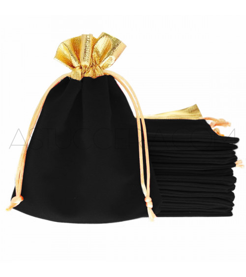 Sacchetti Regalo Di Velluto VELMET 80x100mm 50pz Nero Oro