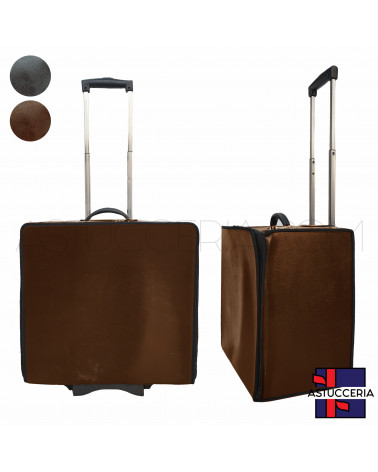 Valigia Trolley Di Ecopelle Con Manico di Metallo Per Vassoi Marrone