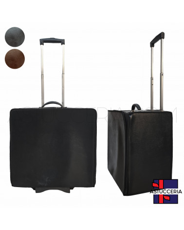 Valigia Trolley Di Ecopelle Con Manico di Metallo Per Vassoi Nero