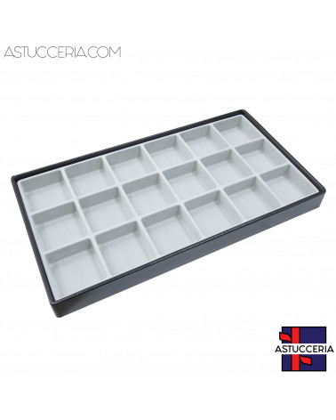 Vassoio Espositore Contenitore Per Gioielli POLICARBONATO ANTIURTO 230x420x40mm 18 Scomparti