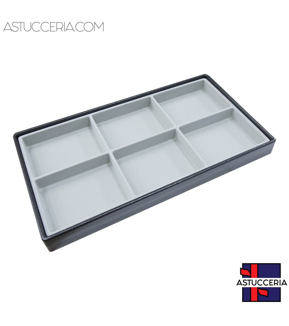 Vassoio Espositore Contenitore Per Gioielli POLICARBONATO ANTIURTO  230x420x40mm 6 Scomparti