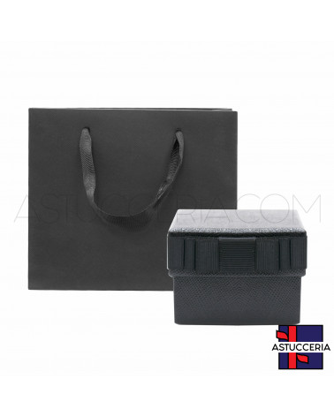 Astucci Per Gioielli Linea OSLO Con Shopper 6,5x7x4,5cm Anello 12 pezzi Nero