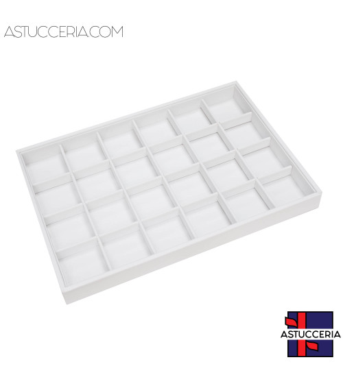 Vassoio Espositore Per Gioielli Linea PREMIERE 350x240x30mm 30 Scomparti Ecopelle Bianco