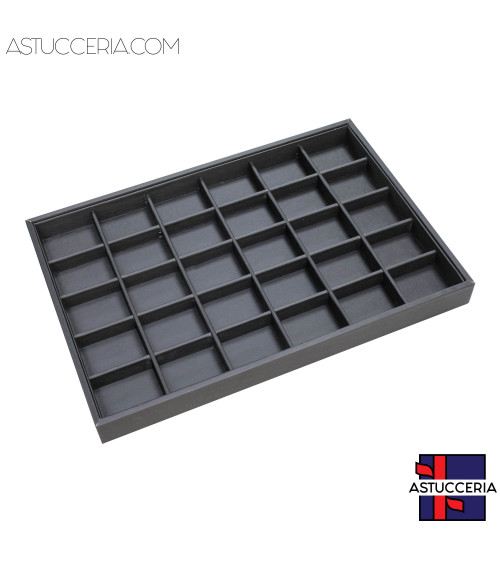 Vassoio Espositore Per Gioielli Linea PREMIERE 350x240x30mm 30 Scomparti Ecopelle Nero