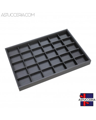 Vassoio Espositore Per Gioielli Linea PREMIERE 350x240x30mm 30 Scomparti Ecopelle Nero