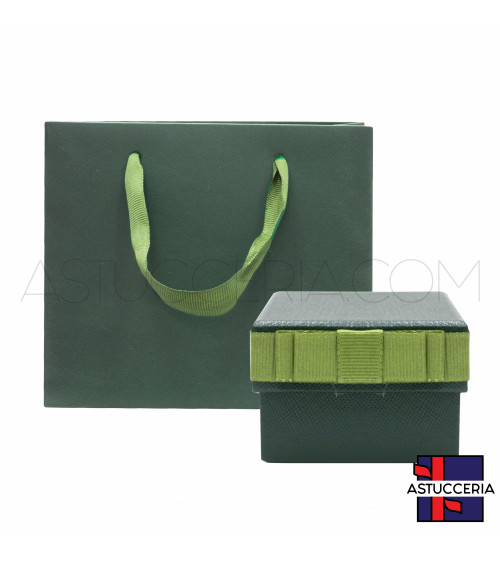 Astucci Per Gioielli Linea OSLO Con Shopper 6,5x7x4,5cm Anello 12 pezzi Verde