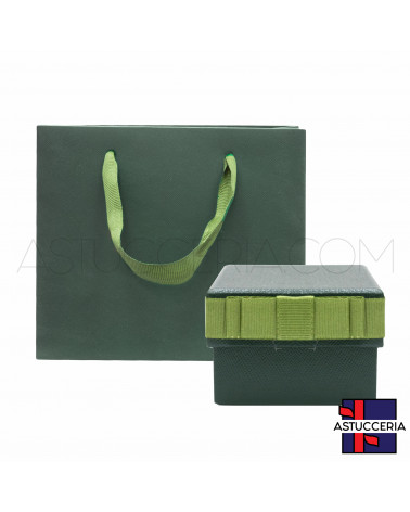 Astucci Per Gioielli Linea OSLO Con Shopper 6,5x7x4,5cm Anello 12 pezzi Verde