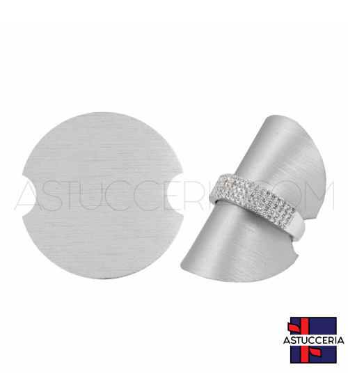 Vetrina Per Gioielleria Linea SILVIA Ecopelle Fibra Porta Anello Disco Ø 4cm 20 pezzi Argento