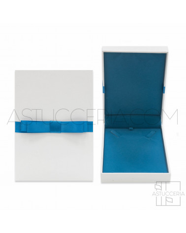 Astucci Per Gioielli Linea PARIGI 12x16x3,5cm Collana 2 pezzi Fiocco Blu