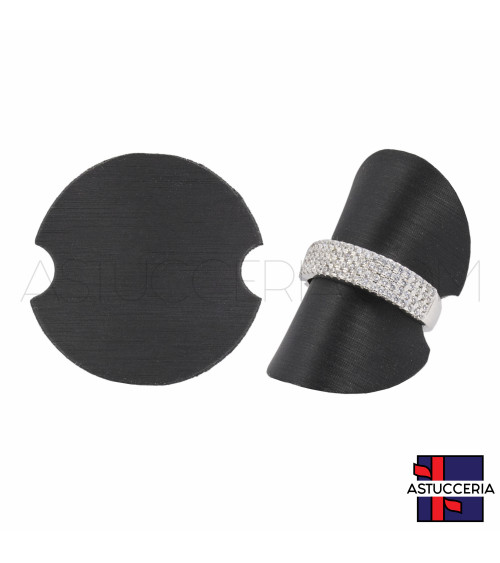 Vetrina Per Gioielleria Linea SILVIA Ecopelle Fibra Porta Anello Disco Ø 4cm 20 pezzi Nero