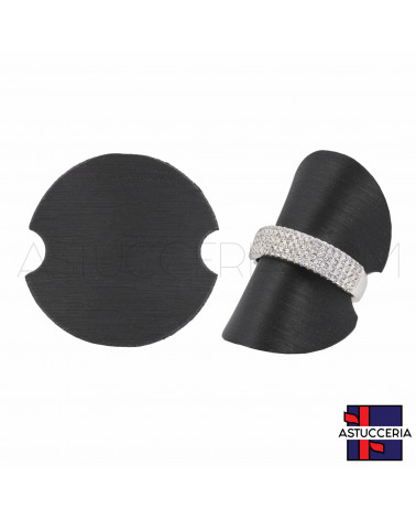 Vetrina Per Gioielleria Linea SILVIA Ecopelle Fibra Porta Anello Disco Ø 4cm 20 pezzi Nero