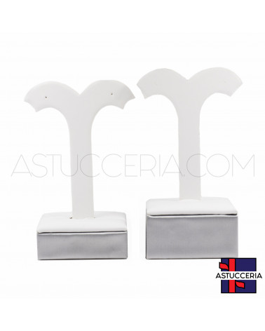 Vetrina Per Gioielleria Linea SILVIA Ecopelle Fibra Porta Orecchini Arco Altezza 12-13cm 2 pezzi Argento