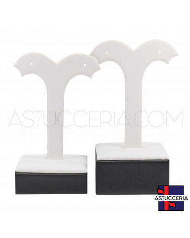 Vetrina Per Gioielleria Linea SILVIA Ecopelle Fibra Porta Orecchini Arco Altezza 12-13cm 2 pezzi Nero