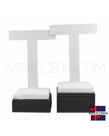 Vetrina Per Gioielleria Linea SILVIA Ecopelle Fibra Porta Orecchini T Altezza 12-13cm 2 pezzi Nero