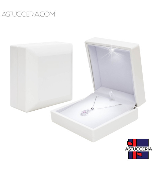 Astucci Per Gioielli Con Luce Linea TOLEDO 10x10x5cm 6 pezzi Pendente Bianco
