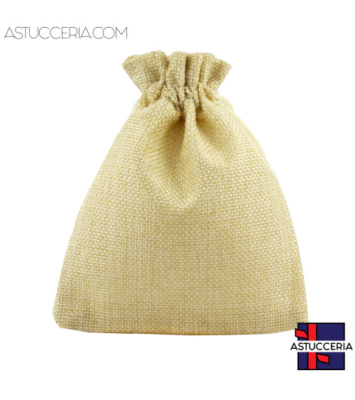 Sacchetti Regalo Di Juta Doppio Laccio 13x18cm 20pz Beige