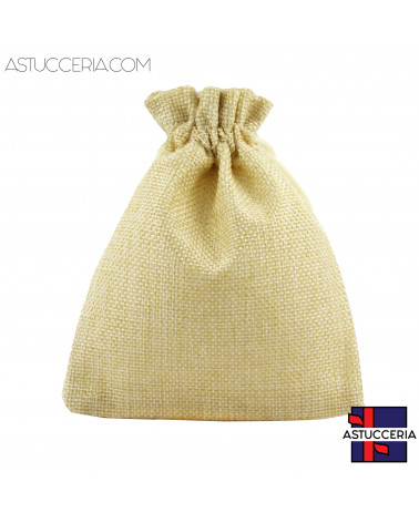 Sacchetti Regalo Di Juta Doppio Laccio 13x18cm 20pz Beige