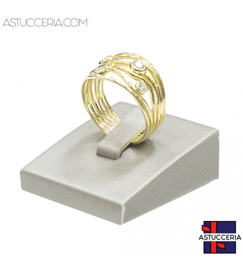Espositore Per Anelli Linea LUXURY 35x40x15mm 2 pezzi Similpelle Fibra Argento