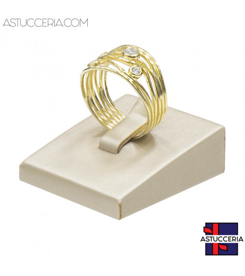 Espositore Per Anelli Linea LUXURY 35x40x15mm 2 pezzi Similpelle Fibra Beige Oro