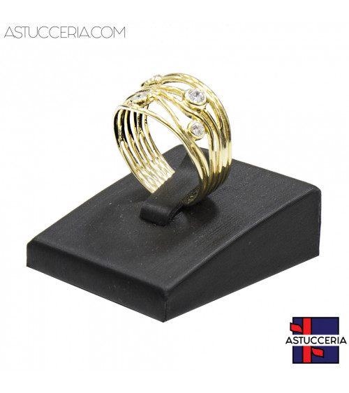 Espositore Per Anelli Linea LUXURY 35x40x15mm 2 pezzi Similpelle Fibra Nero