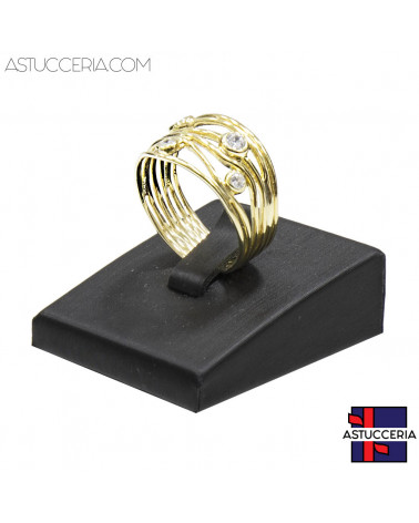 Espositore Per Anelli Linea LUXURY 35x40x15mm 2 pezzi Similpelle Fibra Nero