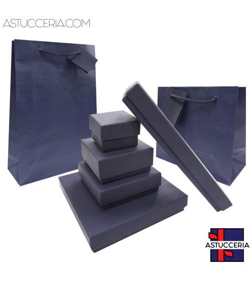 Astuccio In Cartoncino Linea PISA 150x150x30mm 12 pezzi Shopper Carta Soft Touch Blu