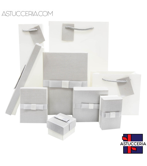 Astuccio In Cartoncino Linea VERONA 75x75x35mm 24 pezzi Shopper Abbinata Argento