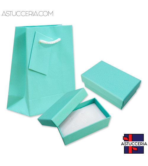 Astuccio In Cartoncino Linea RICCIONE 50x80x30mm 24 pezzi Shopper Turchese