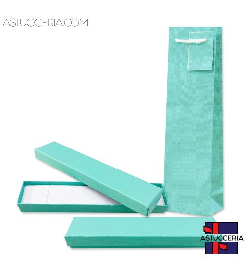 Astuccio In Cartoncino Linea RICCIONE 215x45x27mm 12 pezzi Shopper Turchese