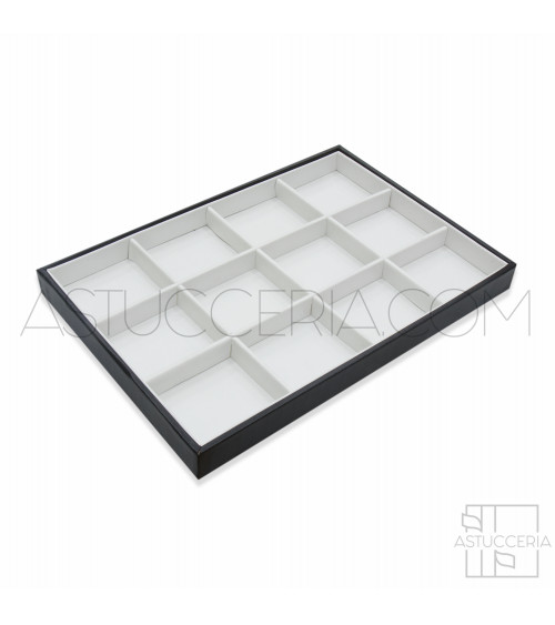 Vassoio Per Gioielli Linea CLASSICO 35x24x3cm 12 Scomparti Pelle Bianco