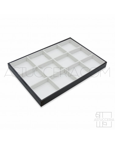 Vassoio Per Gioielli Linea CLASSICO 35x24x3cm 12 Scomparti Pelle Bianco