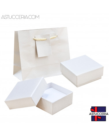 Astuccio In Cartoncino Linea RIMINI  75x75x35mm 24 pezzi + Shopper Beige