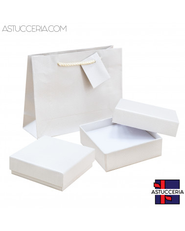 Astuccio In Cartoncino Linea RIMINI  90x90x30mm 24 pezzi + Shopper Beige