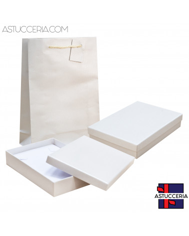Astuccio In Cartoncino Linea RIMINI 130x180x35mm 12 pezzi + Shopper Beige