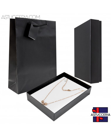 Astuccio In Cartoncino Linea AREZZO 135x190x40mm 6 pezzi + Shopper Nero Interno Bianco