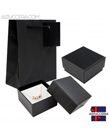 Astuccio In Cartoncino Linea AREZZO 70x70x40mm 24 pezzi + Shopper Nero Interno Bianco