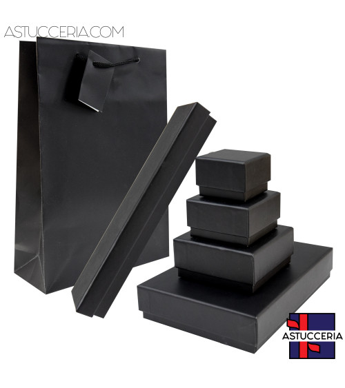 Astuccio In Cartoncino Linea AREZZO 55x55x40mm 24 pezzi + Shopper Nero  Interno Bianco