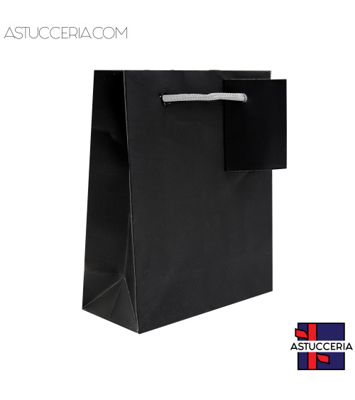 Busta Shopper Di Carta Linea AREZZO  9x12x5cm 12 pezzi Nero Cordino Bianco