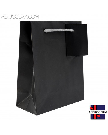 Busta Shopper Di Carta Linea AREZZO 13x15,5x5,5cm 12 pezzi Nero Cordino Bianco