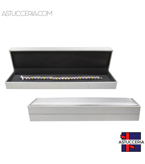 Astucci Per Gioielli Linea SANTORINI 220x55x35mm Bracciale Steso 6 pezzi Grigio Argento