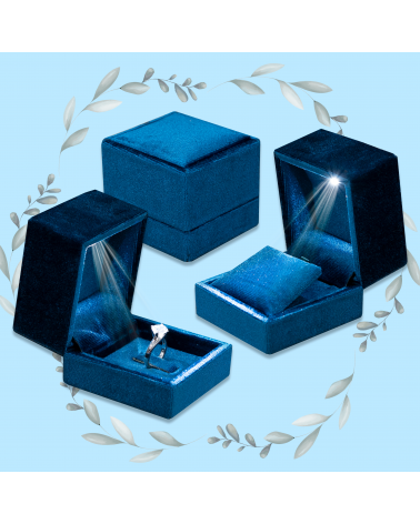 Astuccio Per Gioielli Con Luce Led Linea PISTOIA 60x65x55mm Multiuso 6 Pezzi Blu