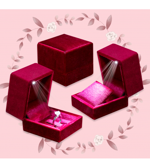 Astuccio Per Gioielli Con Luce Led Linea PISTOIA Multiuso 6 Pezzi Rosso Bordeaux
