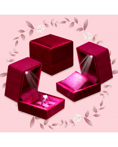 Astuccio Per Gioielli Con Luce Led Linea PISTOIA 60x65x55mm Multiuso 6 Pezzi Rosso Bordeaux