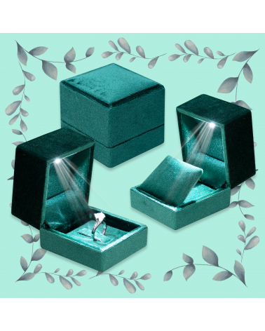 Astuccio Per Gioielli Con Luce Led Linea PISTOIA 60x65x55mm Multiuso 6 Pezzi Verde Smeraldo