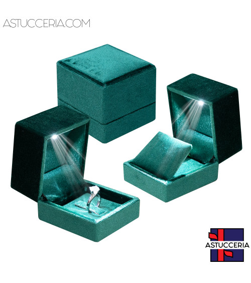Astuccio Per Gioielli Con Luce Led Linea PISTOIA Multiuso 6 Pezzi Verde Smeraldo