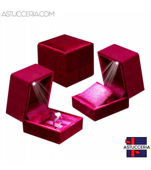 Astuccio Per Gioielli Con Luce Led Linea PISTOIA Multiuso 6 Pezzi Rosso Bordeaux