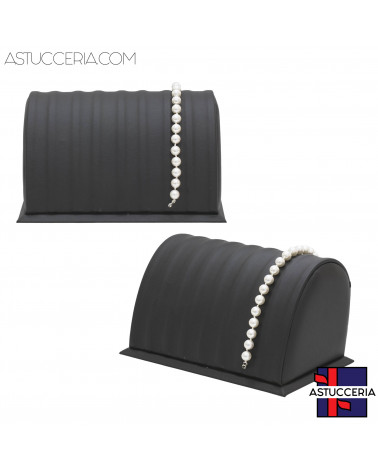 Espositore Per Bracciali Arco Con Elastico 8 Scomparti 17x10x10,5cm Similpelle Fibra Nero