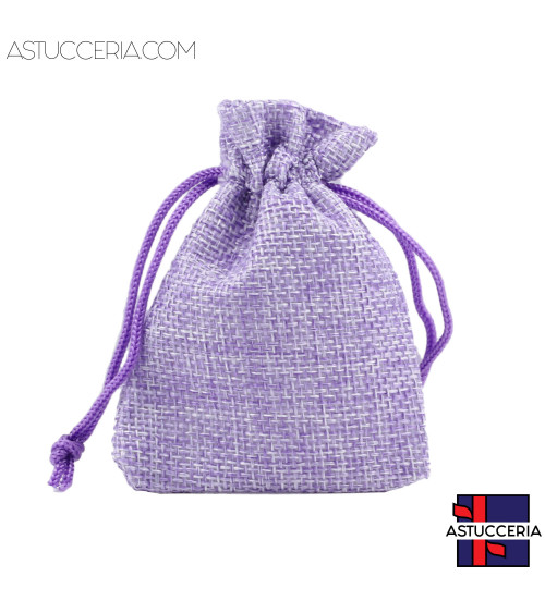 Sacchetti Regalo Di Juta Doppio Laccio 7x9cm 20pz Lilla
